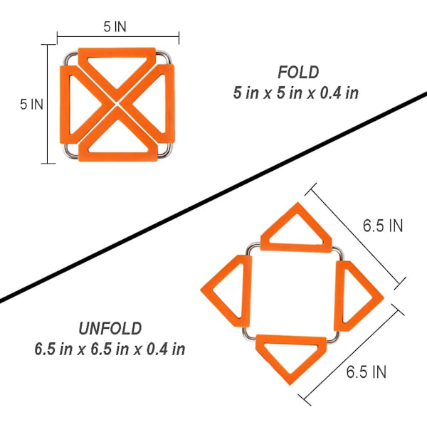Underlägg för heta kastruller, expanderbar silikonunderlägg värmebeständiga kökstillbehör (2-pack) Orange