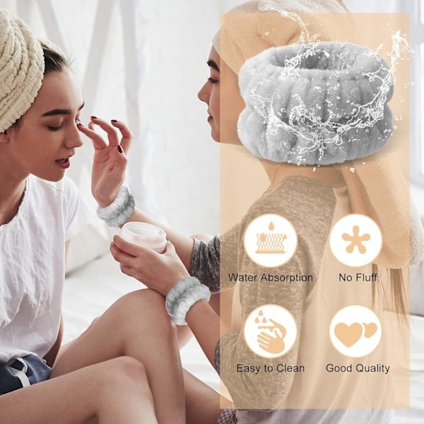Ansigtsvask Armbånd Spa Vask Ansigt Svedbånd Makeup Elastisk Håndled Vask Bånd Absorberende Håndklæde Armbånd Armbånd