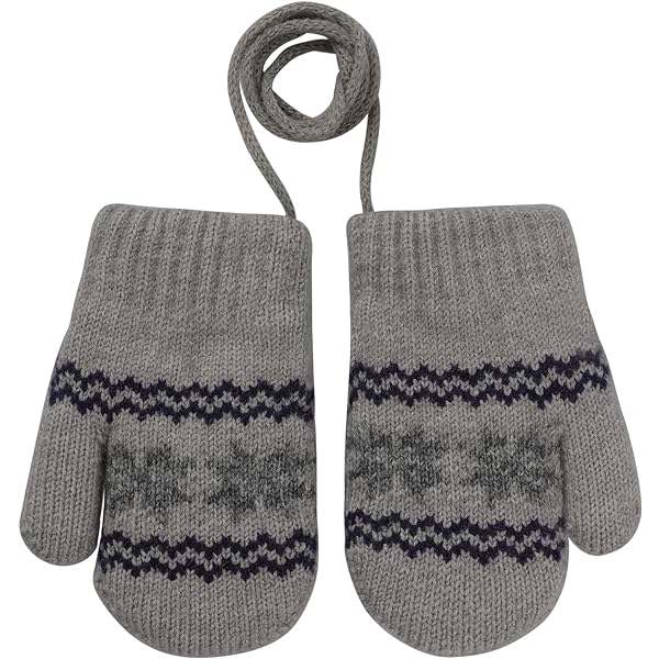 Baby Toddlers Varm Vantar Magic Stretch Vantar Handskar på Snöre Pojkar Flickor Stickade Vantar Tjockna Fleece Foder Nyfödda Vantar Hel Finger Vantar