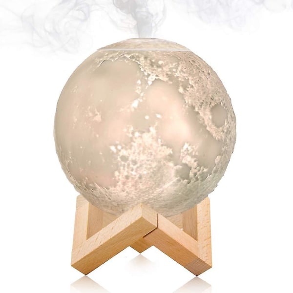 Luftfuktare Aromaterapi Diffuser Led skrivbordsmånlampa med kall dimma Luftfuktarefunktion Justerbar ljusstyrka och dimmaläge