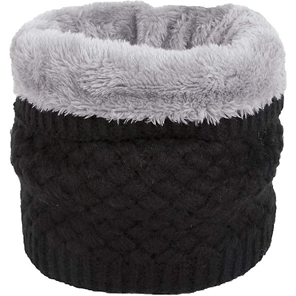 Dam vinterhalsvärmare Gaiter Dubbelskiktad mjuk fleecefodrad tjock stickad cirkelscarf vindtät