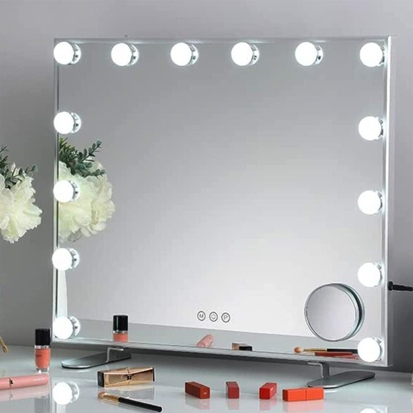 Makeup spejl med belysning 2-14 dæmpbare LED-lys, 3 farvetilstande (kun lys, intet spejl) - WELLNG 6 lights