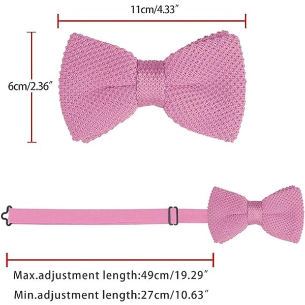 Forhåndsbundet sløyfe for menn kvinner strikket sløyfe Solid strikke sløyfe Justerbar (rosa)