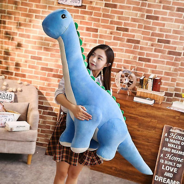 35cm/60cm Farverige Plys Dinosaur Legetøj Udstoppede Dukker Børn Gave Fødselsdag Lang-halset Dinosaur Plys Legetøj Kawaii Blød Elskelig Blue