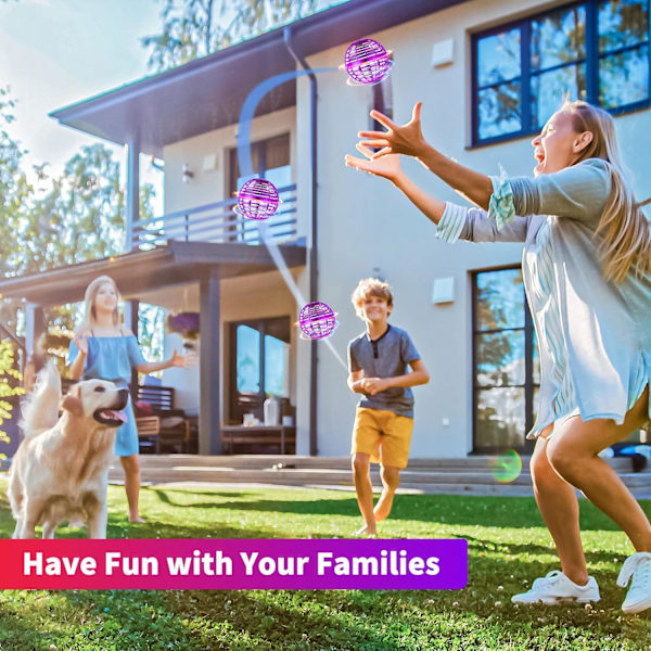 Flyvende kuglebold svæve legetøj - Kosmisk kugle flyvende spinner med 360° roterende RGB lys, håndcontroller mini drone, flyvende underkopbold Purple
