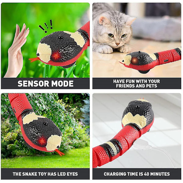 Simulering Smart Sensing Snake Toy, Interaktiv Leksak för Husdjur, Elektrisk Rörlig Lurig Snake Toys