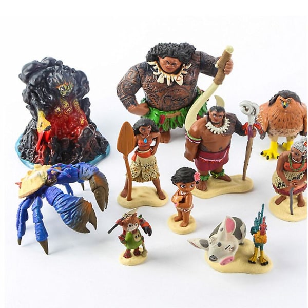 10 st Moana Prinsessa Mini Figurer Set Leksak, Moana Dockan Med Maui Demigod Dockan Present Set För Flickor 3 År Och Uppåt