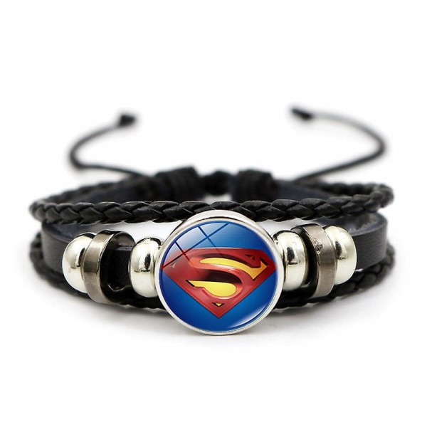 1 stk Glitter Batman Wonder Woman Logo Time Stone Lær Armbånd Armbånd Smykker A10