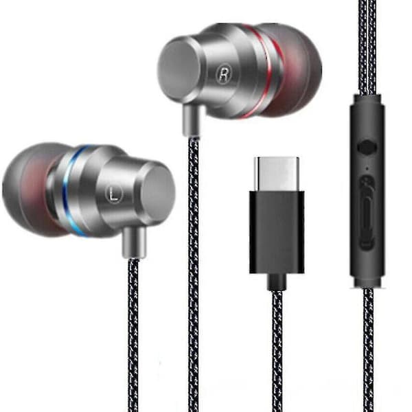 Øretelefon Type-c In-ear Usb-c Hodetelefoner Kablet Headset Med Mikrofon Ørepropper Sliver