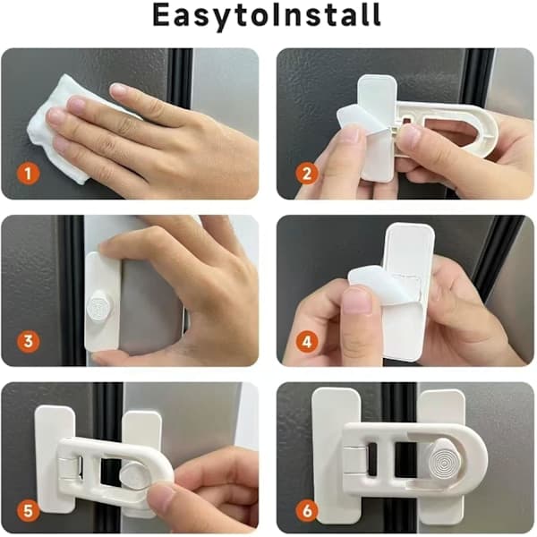 Barnsäkerhetslås för kylskåpsdörr, för kylskåp, frysar och skåp (vit)
