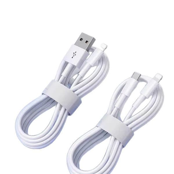 2-meter oplader, kompatibel med iPhone 5/6/6s/6 Plus/7/8/X/11/iPad, hvid.
