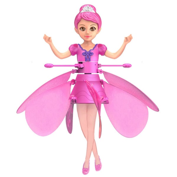 Magisk flygende nisseleke, mini prinsessedukke Rc Flyvende leke for gutter, jenter Pink