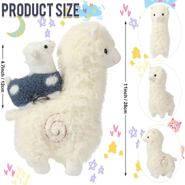 Gosedjur av lama med 4 babylammor, söt alpacka plyschset, kawaii lama mjuk kudde dockor för flickor födelsedag bröllopsdag presenter hem soffa