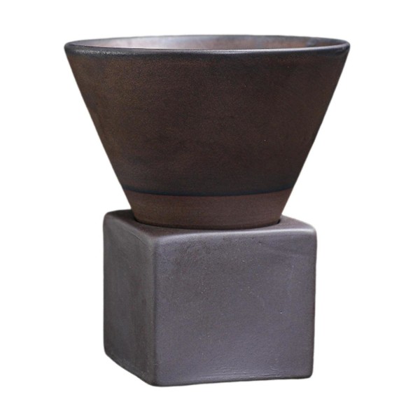 ZHOUBA 150ML Keramisk Trakt Kaffe Kopp med Base Håndlaget Latte Cappuccino Te Espresso Konisk Krus 150ML Bronze Coffee