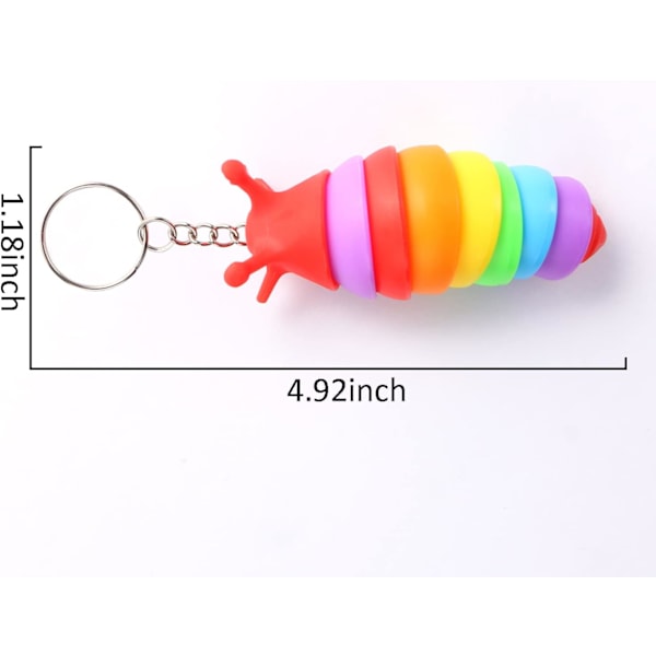 6 stk Mini Fidget Slug Nøkkelringleker, 3D Stretch Caterpillar Sensorisk Stressavlastning Fleksibel Håndleke, Festgave Fargerike Kjæledyrleker (Tilfeldig farge)