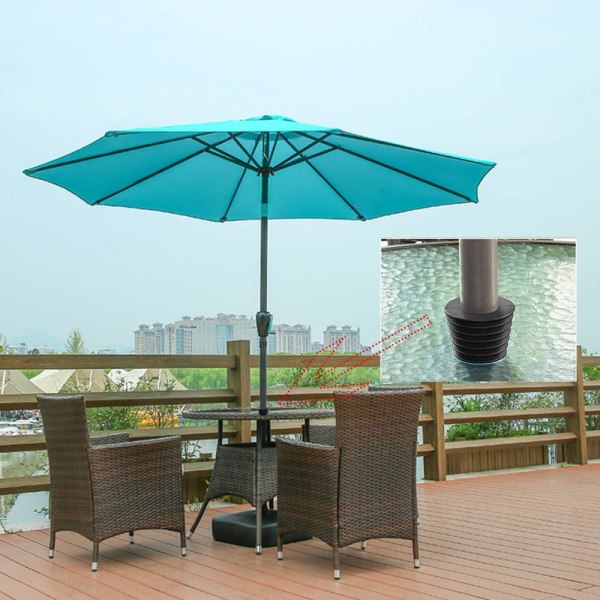 Paraplykjeglekile og bord Paraplyhullringplugg og dekselsett for terrasseparaply, ideell for paraplystangdiameter 1,5 tommer eller mindre (svart)