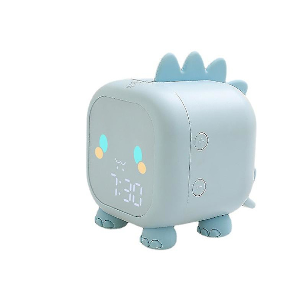 Digital vekkerklokke nattlys for barn, tegneserie dinosaur timer alarmklokke lampe, lydkontroll alarmklokke, lys blå