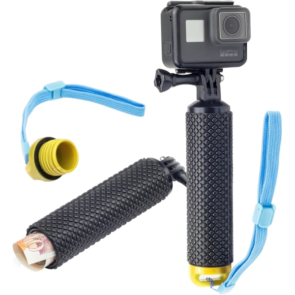 Flytande handtagsgreppsfäste med handledsrem för Action Cam GoPro Hero12 Hero11 Hero10/11 Mini 10 Max 9 Akaso Apexcam Float, Vattentät intern förvaring Yellow