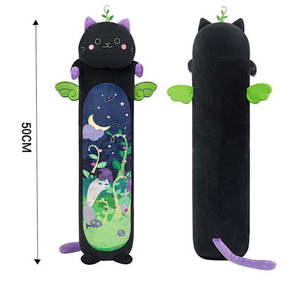 Mewaii Lang Katt Plysjleketøy Kawaii Kroppspute Myk Komfortabel Hudvennlig Plysjdukke For Voksne Barn Gutter Og Jenter 50cm Black
