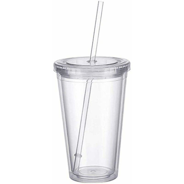 Dubbelskiktat återanvändbart kopplock med återanvändbara sugrör för iskaffe, smoothie, juice, present