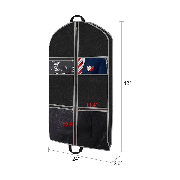 Dragtpose til rejser, Dragtpose til mænd Åndbar beklædningspose med 2 netlommer og 1 PVC-lomme