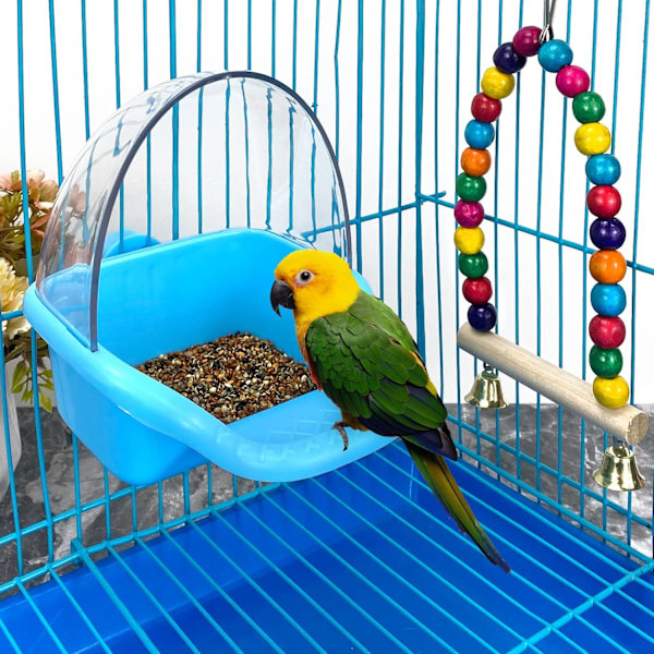 Lintukylpylaatikko Ripustettavat lintukylpy lelut Papukaijahäkki Kylpyamme Papukaijakylpyamme Vesisuihku Ruokintalauta Linnun kylpy Linnunhäkin tarvikkeet Pieni lintu Blue