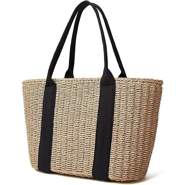 Kvinder Halm Tasker Sommer Strand Stor Tote Taske Håndlavet Vævning Skulder Crossbody Håndtaske