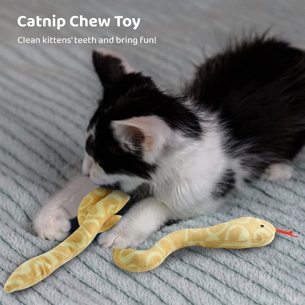 Cat Catnip Snake Toys for indoor cats, snake toys 2pack with catnip for kitten play, interactive soft plush toy for kitty hunting and teeth cleaning