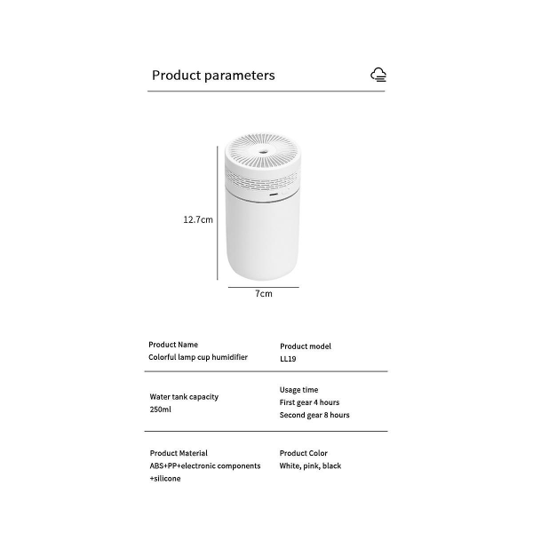 Bärbar 250 ml luftfuktare Aromaterapi luftfuktare för hembil USB spruta med ledfärg nattlampa Purifier-b