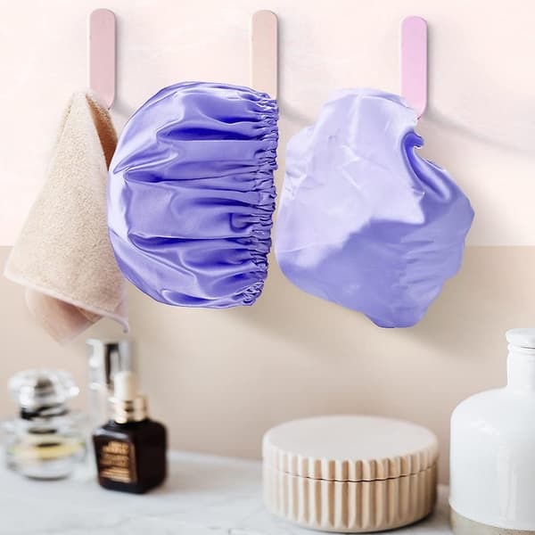 Återanvändbar dubbellagers vattentät duschhårbadmössa purple