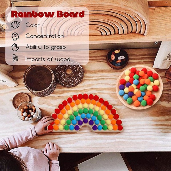 1/2/3 Pedagogiska träklämmor pärlor färgsortering leksaker rainbow 1Set