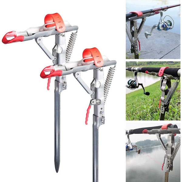 2024 Automatisk fjær fiskestang holder Heavy Duty rustfritt stål stangstativ 360 graders justerbar fiskestang stativ stativ rask Single spring