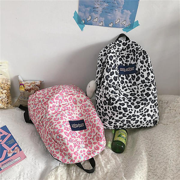 1 st Barnryggsäck, Skolväska Rosa Leopard Stor Kapacitet Studenter Bokväska Ryggsäck Ryggsäck För Pojkar Flickor Vuxna Tonåringar black-pendant