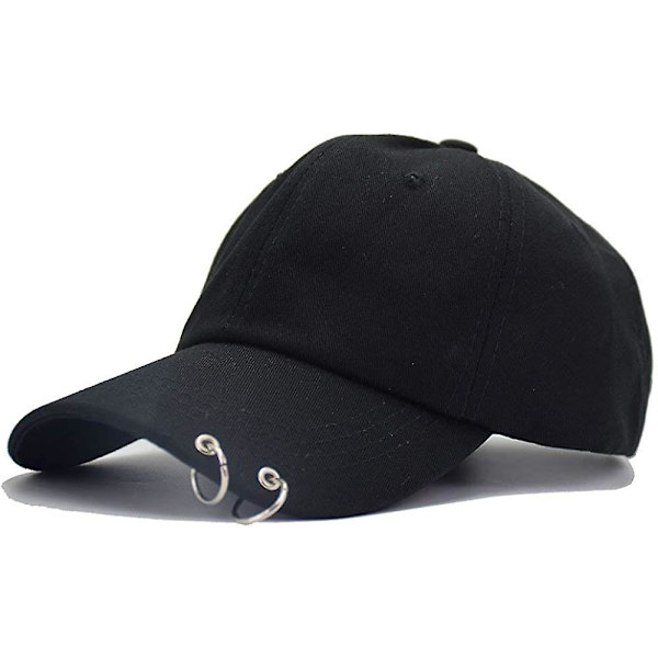 Liangnv Baseball Cap K-pop Boys Outdoor Iron Ring Snapback Hat Casual Adjustable Dad Hat Hip Hop Hat Black Ring -