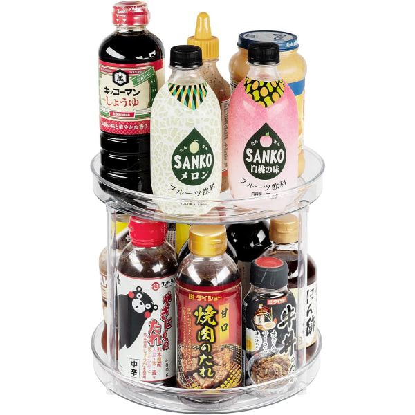 Organizer, multifunktionellt kryddställ Roterande kryddställ för köksförvaring, roterande kryddhållare, klar, 23,5 cm (medium)