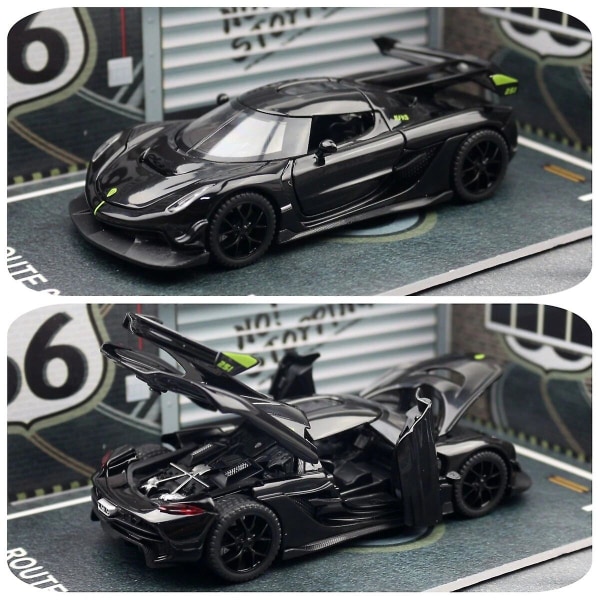 1/32 Koenigsegg Jesko Miniature Diecast Super Legetøjsbilmodel Lyd & Lys Døre Oplukkelige Samling Gave Til Børn Dreng Kid black