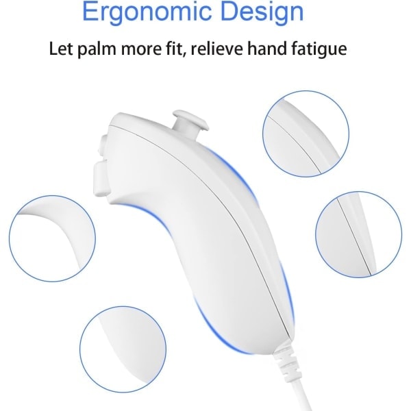 2-pak Nunchuck-controllere til Wii, Nunchuk Joystick fjernbetjeningsspil C