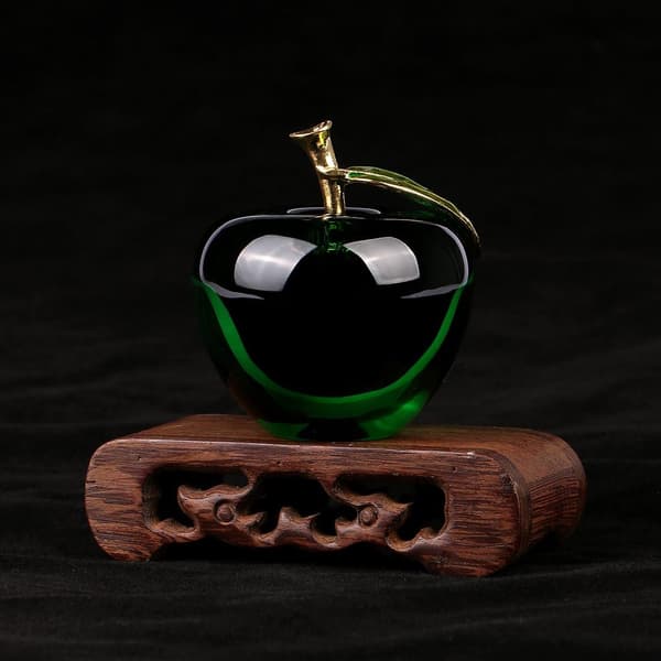 Kristalläpple Brevpress Konstglas Äpple Samlarfigurer Heminredning Green