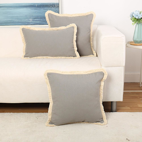 Tyylikäs yksivärinen pellavapäällinen sohvalle, makuuhuoneeseen ja pyöräilyyn. 45*45cm gray