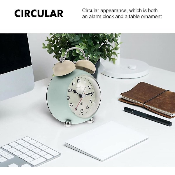 Stille Tik Tak Tik Sessiz Alarm Saat Vintage Alarm Saat Alarm Saat Masa St Alarm Saat Baucu Masast Ss (yeil) (hy)