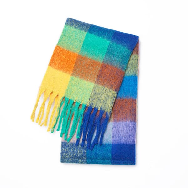 Höst- och vinterfärgad plädscarf, damer förtjockad scarf, sc