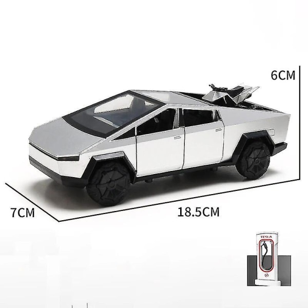 1:24 Tesla Model 3 Model Y Model S Model X Legering Die Cast Bilmodell Lyd Og Lys Barnas Leke Samleobjekter Bursdagsgave Cybertruck Silver