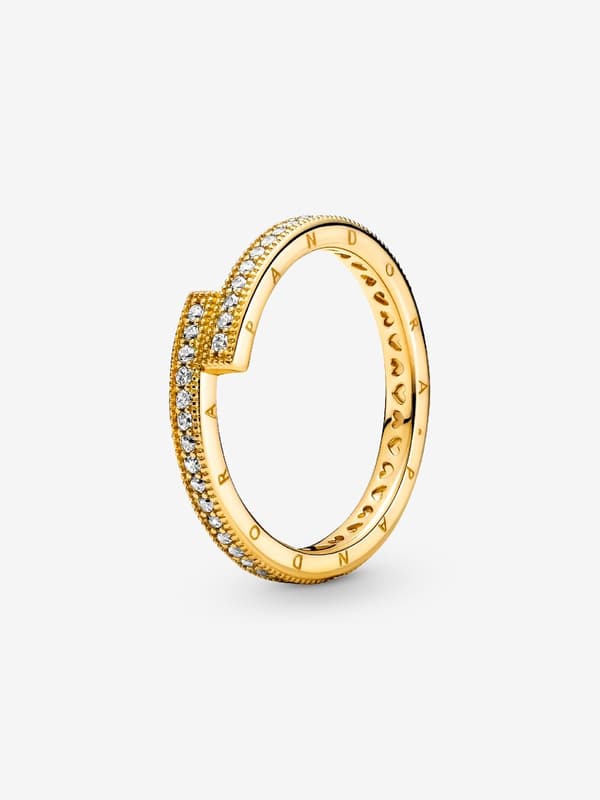 Pandora - Glitrende overlappende ring - 14k gullbelegg Circumference: 54mm