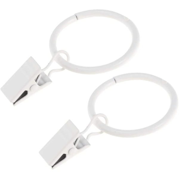 12-pack ringar med klämmor för gardiner, dekorativa gardiner i kraftig metall, vintage, vitt porslin 32 mm