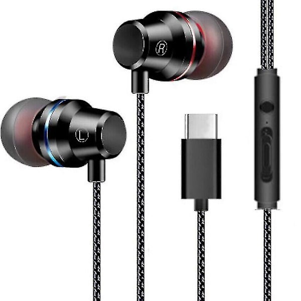 Earphone Type-c In-ear Usb-c Hovedtelefoner Med Mikrofon Earbuds Black