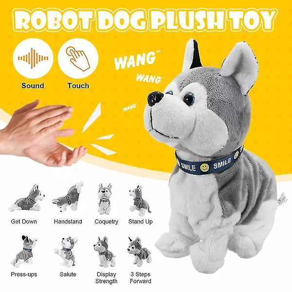 Elektronisk Robot Hund Lydstyring Børn Plys Legetøj Interaktiv Bark Stå Gå Elektronisk Legetøj Hund Til Baby Gaver