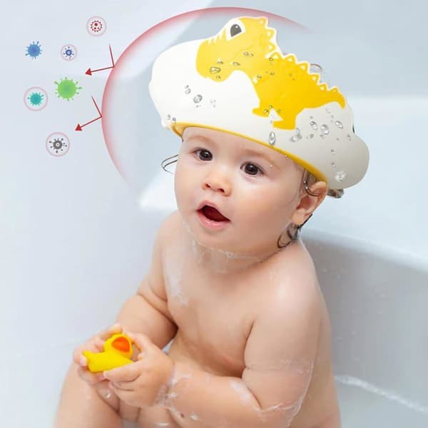 Baby Shower Hat, Badehætte til børn med visir, Justerbar babybadehætte til øjenbeskyttelse (gul)