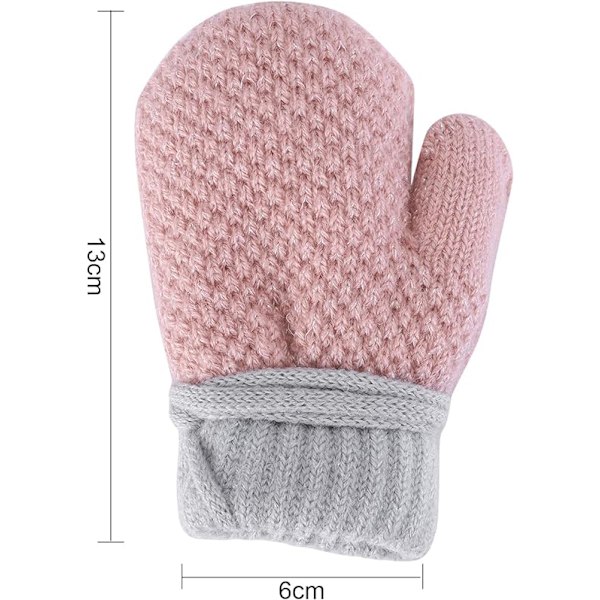 Söta stickade vantar för småbarn med snöre, varma vantar för flickor, hängande halsband, vantar med full finger, tjocka varma kashmirfoder, vantar för vintern