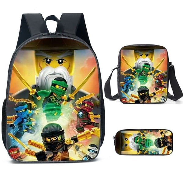 3 st/set Ninjagoes tryckt set med axelväska Skolväska Resedagsväska Lättviktsbokväskor