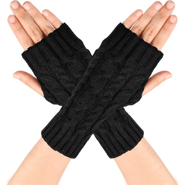 Kvinders fingerløse handsker, strikkede halvfingerløse vanter, vinterarmvarmergave